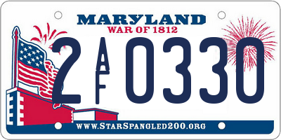 MD license plate 2AF0330