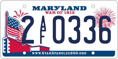 MD license plate 2AF0336