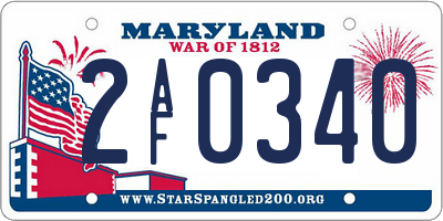 MD license plate 2AF0340