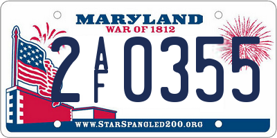 MD license plate 2AF0355