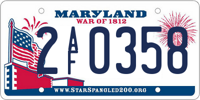 MD license plate 2AF0358