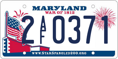MD license plate 2AF0371