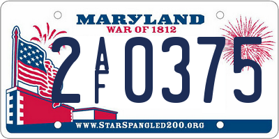 MD license plate 2AF0375