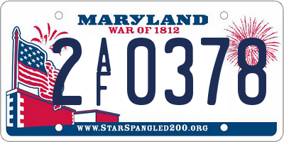 MD license plate 2AF0378