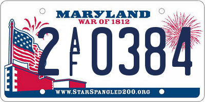 MD license plate 2AF0384