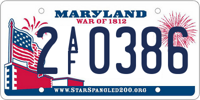 MD license plate 2AF0386
