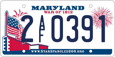 MD license plate 2AF0391