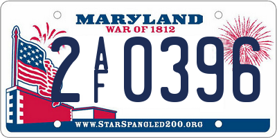 MD license plate 2AF0396