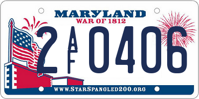 MD license plate 2AF0406