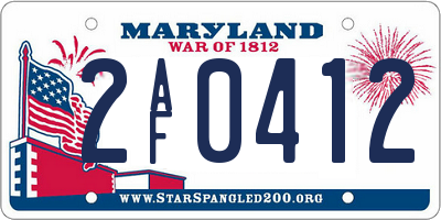 MD license plate 2AF0412