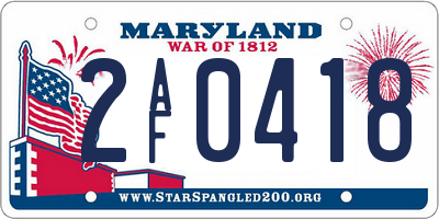 MD license plate 2AF0418