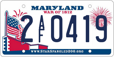 MD license plate 2AF0419