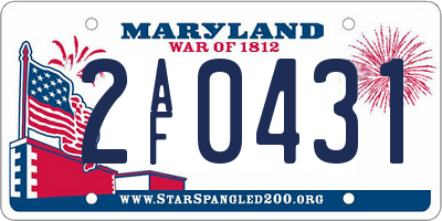 MD license plate 2AF0431