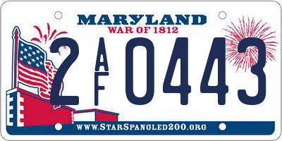 MD license plate 2AF0443