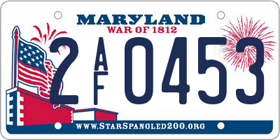 MD license plate 2AF0453