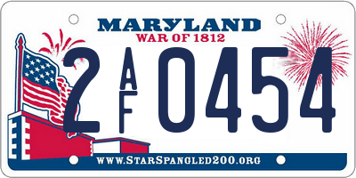 MD license plate 2AF0454