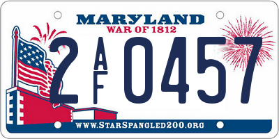 MD license plate 2AF0457