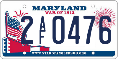 MD license plate 2AF0476