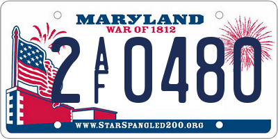 MD license plate 2AF0480