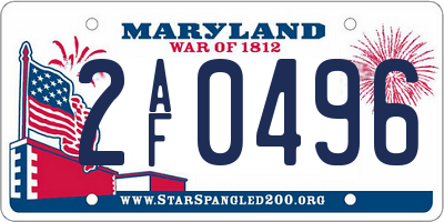 MD license plate 2AF0496