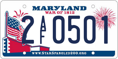 MD license plate 2AF0501