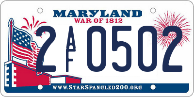 MD license plate 2AF0502