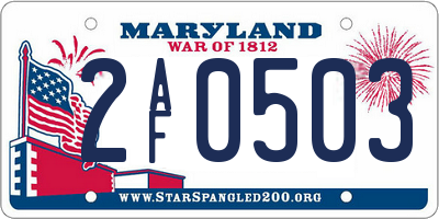 MD license plate 2AF0503