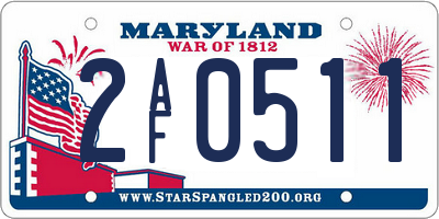 MD license plate 2AF0511