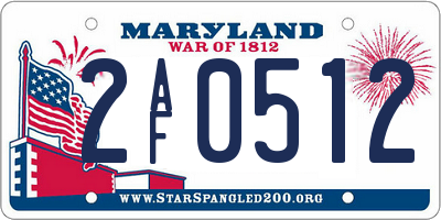 MD license plate 2AF0512