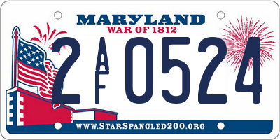 MD license plate 2AF0524