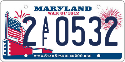 MD license plate 2AF0532