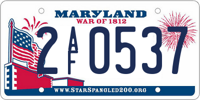 MD license plate 2AF0537