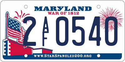 MD license plate 2AF0540