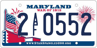 MD license plate 2AF0552