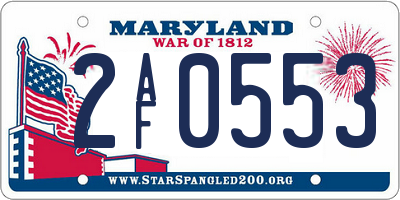MD license plate 2AF0553