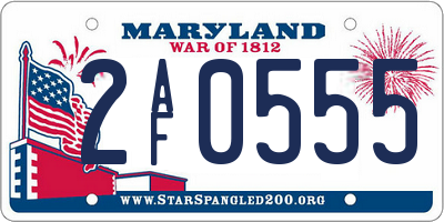 MD license plate 2AF0555