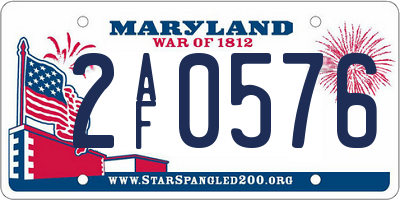 MD license plate 2AF0576