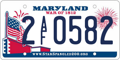 MD license plate 2AF0582