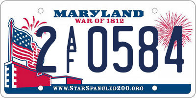 MD license plate 2AF0584