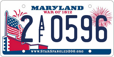 MD license plate 2AF0596