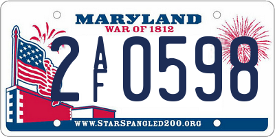 MD license plate 2AF0598