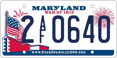 MD license plate 2AF0640