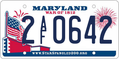 MD license plate 2AF0642
