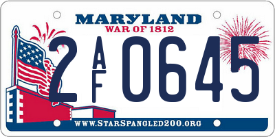 MD license plate 2AF0645