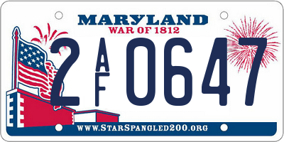 MD license plate 2AF0647
