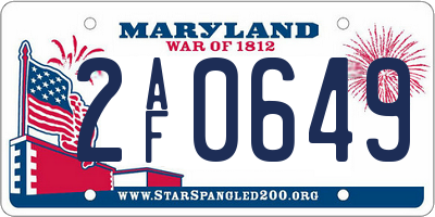 MD license plate 2AF0649