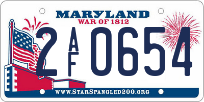 MD license plate 2AF0654