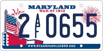 MD license plate 2AF0655