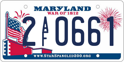 MD license plate 2AF0661
