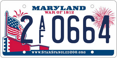 MD license plate 2AF0664